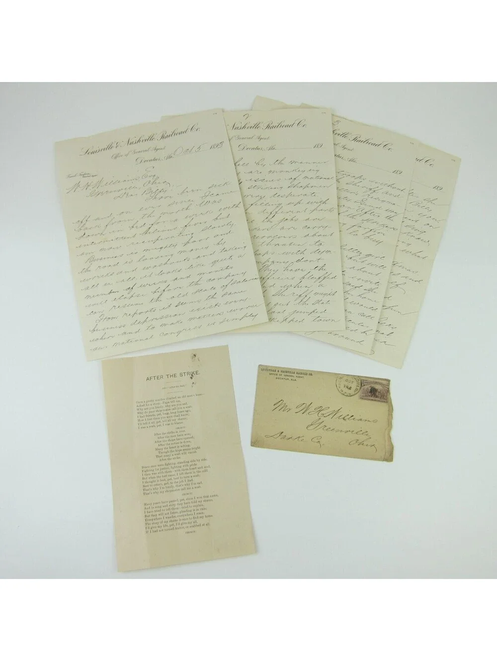 Louisville & Nashville Railroad Letter Envelope Frank Turpen Strike Antique 1893